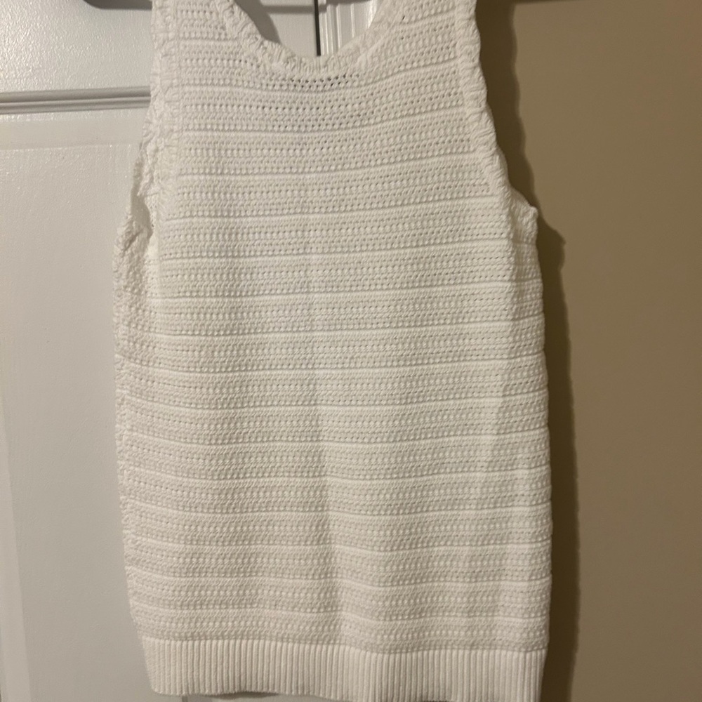 LOFT Women's Ivory Textured Tank Top - Picture 2 of 2
